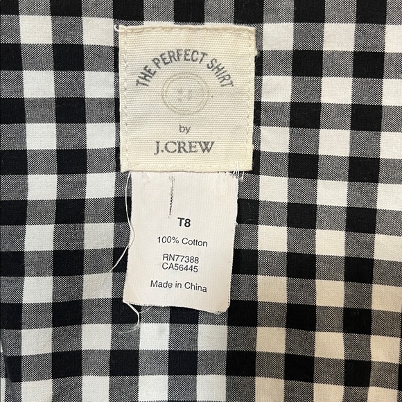 J. Crew Black White Gingham The Perfect Shirt Women's 8 Tall EUC Cotton Checked - Picture 6 of 10